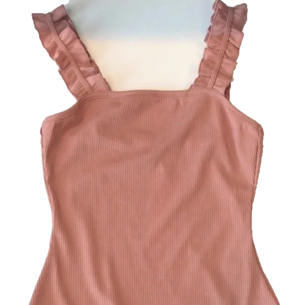 Women's Boutique Mauve Feeling Flirty Ruffled Ribbed One Piece Bodysuit S/M/L